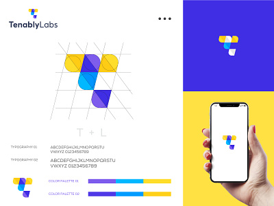 Tenably Labs logo app app design apple apps blockchain technology branding branding identity design business agency service flat grid gloden ratio flat symbol company icon illustrator color saas sass b2c software application desktop startup b2b product uiux vector logo brand