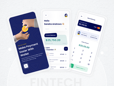 Wallet app - Mobile App 3d app chart clean dashboard fintech illustration ios minimal mobile app mobile wallet onboarding pay payment typography ui design ux design wallet app web website