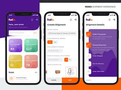 Fedex Shipment Mobile Experience application design best shot branding concept create shipment dashboard dribbble best shot fedex fedex app mobile mobile app package design product shipping shipment details shipping ui design user experience user interface