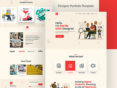 Designer Portfolio Template Design clean design designer portfolio designs landing page personal personal landing page personal page personal portfolio portfolio portfolio landing page portfolio site poster psd psd template template ui ux uxdesign xd