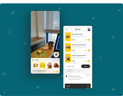 AR Food Ordering - A Concept app app design ar augmentedreality cart design food mobileapp mockup ui ux