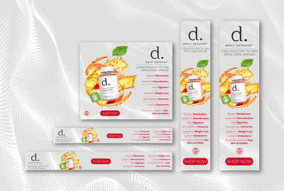 Web Banner Design For DAILY DEFENSE apple apple cider vinegar banner ads beauty enhancement branding cosmetics cosmetics design cosmetics product design flavored gummies graphic design organic photo manipulation red apple shot vinegar web web banner web banner ad woman