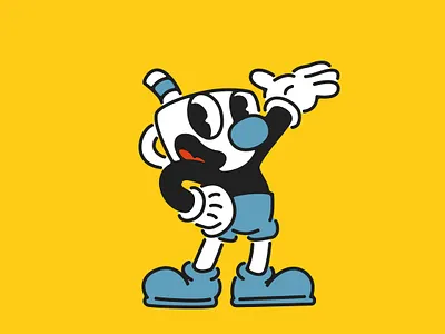 Mugman cuphead design drinking icon illustration mugman simple vector