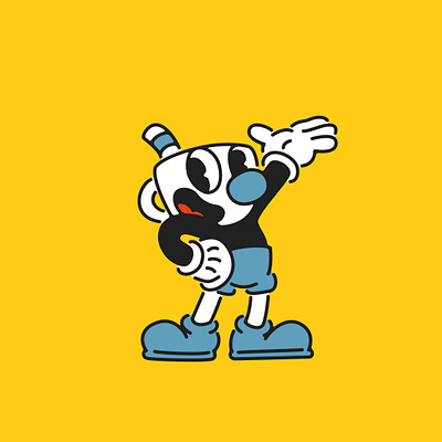 Mugman cuphead design drinking icon illustration mugman simple vector