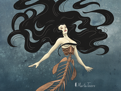 Not All There dark art fantasy illustration marta tesoro mermaid mermay mermay2020 photoshop rabbit town art