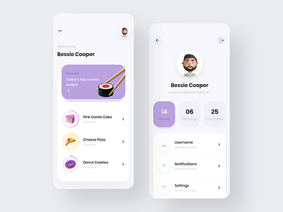 Food Recipe App 🍕 2021 trend 3d android app app design application figma food app homepage illustration ios minimal mobile app mobile app design mobile ui profile profile app recipe app typogaphy ux