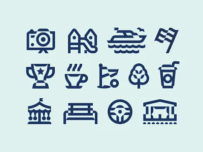 Parks of Izhevsk, pt. 2 attraction bench branding cafe camera coffee cup flag food forest golf logo monoline nature park scene ship tree