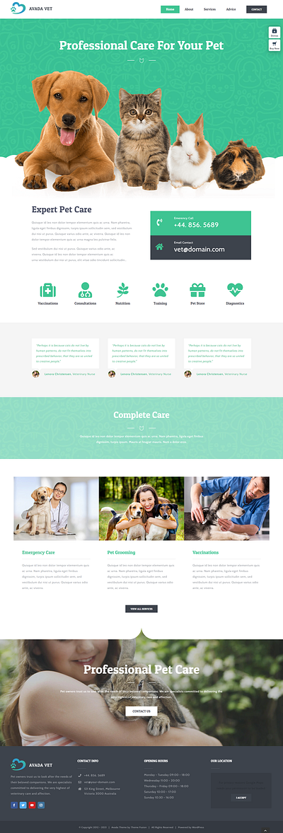 Avada Veterinarian WordPress Theme blog design design theme web design website wordpress theme