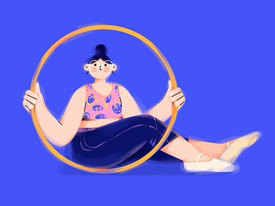 Q.(Hula Hoop girl) character girl illustration illustrator sports vector