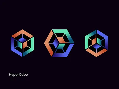 Hypercube universe cube design geometric gradient hypercube logo logotype mark modern symbol universe