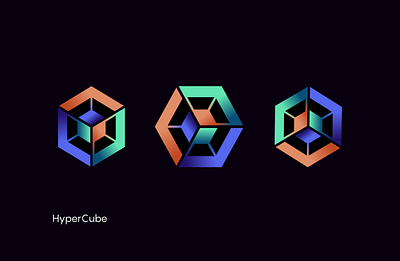 Hypercube universe cube design geometric gradient hypercube logo logotype mark modern symbol universe