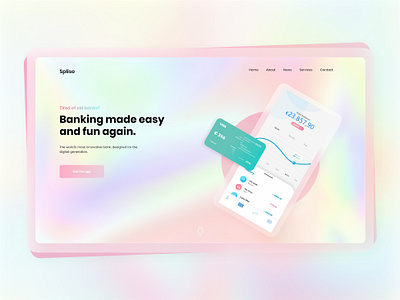 Splise - Hero header section design app clean concept credit card credit cards glassmorphism hero header hero section homepage landingpage minimal payment app phone screendesign ui uidesign web app web design web designer webdesign