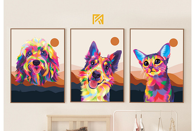 Wall art portrait with the pet in pop art amazing animal art artwork colorful design digital dog illustration pet pop pop art popups portrait poster print wpap