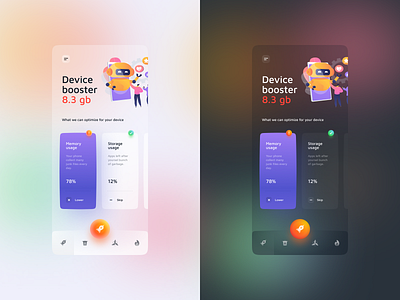 Phone cleaner app app boost booster clean cleaner dark light optimization ui ui ux uiux