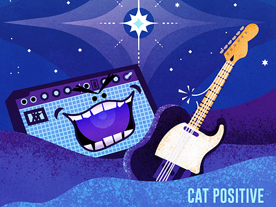 The Amplifier Screams amp amplifier fender guitar illustration indie rock musicman night sky north star nova polaris raster telecaster texture vector wip