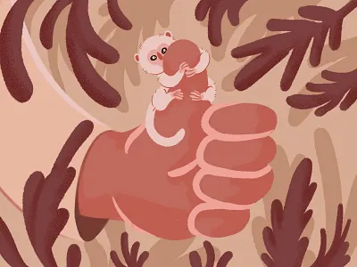 Tiny Monkey animal character drawing hand illustration monkey plants procreate texture