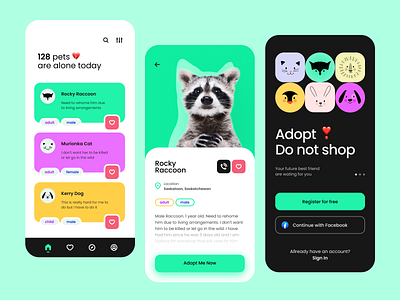 Pet Adoption App Concept app color colorful interface mobile mobile app mobile apps mobile ui mobileapp mobileappdesign pet adoption app ui
