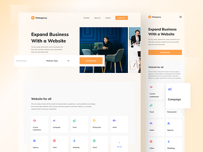 Normaland - Webagency Landing Page business card clean design features hero landing page landing page ui landingpage product responsive search testimonials ui uidesign uiux ux web webdesign website