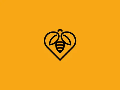 Bee + Heart - Logo mark bee bee logo design heart heart logo icon logo logo design logodesign logotype mark minimal