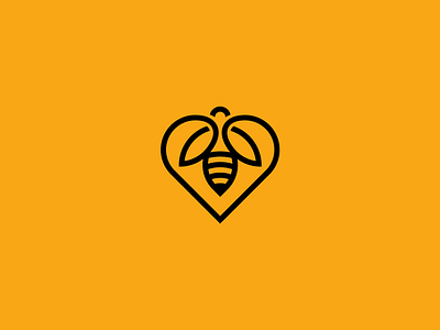 Bee + Heart - Logo mark bee bee logo design heart heart logo icon logo logo design logodesign logotype mark minimal