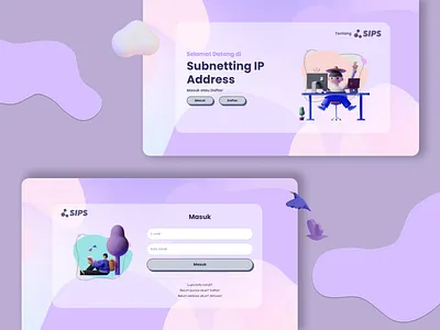 Landing page and Log in page for https://sips.fun/ 3d cloud desktop hero landing page login pink purple signup simple title web design website