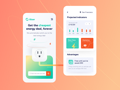 Gizer Mobile application design interface startup ui ux