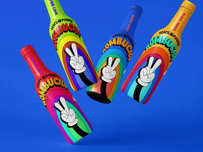 PEACE POWER KOMBUCHA branding candesign design drinkbranding energy drink illustration kombucha kombucha packaging logo logodesign