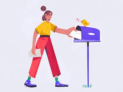 Message art cartoon character character design design girl illustration illustrator mail message procreate send vector