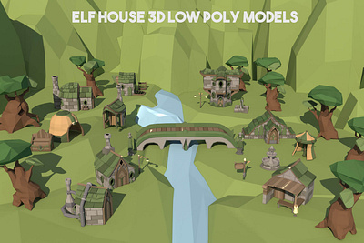 Free Elf House 3D Low Poly Pack 3d 3d art gamedev houses low poly low poly lowpoly lowpolyart models