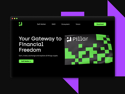 Pillar Website 3d branding crypto crypto wallet design figma ui ux ux ui web web design webdesign website website design