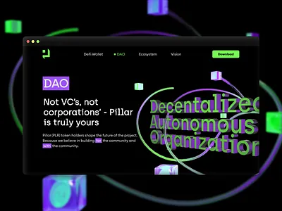 Pillar Website 3d 3d icons branding cinema 4d crypto crypto wallet crypto wallet website design figma ui ui deisgn ui designer ux design ux ui uxui webdesign website website design