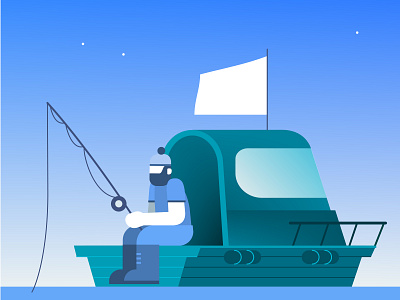 Fisherman adobe fish fishing illustration illustrator nature vector