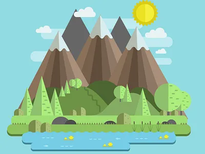 Mountain Lake background design free hiking illustration illustrator lake mountain nature nature art nature illustration sky wild