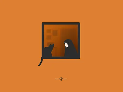 The Cat Outside cat cat lady cats figma flat illustration icon illstrator illustration inkscape moslem