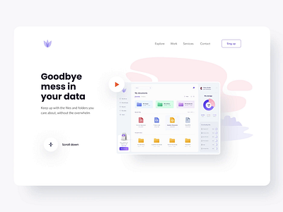 File manager landing page app button clean illustration interface landingpage logo muzli product typogaphy ui web webdesign