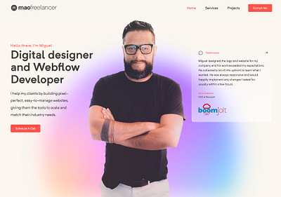 mao freelancer - portfolio redesign branding clean design figma identity product design seo typography ui ux webdesign webflow website website design