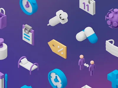 3D isometric medical icons 3d asset coronavirus icon icons icons set illustration isometric medical medicine onboarding onboarding ui