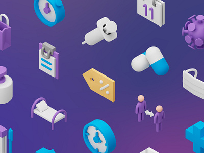 3D isometric medical icons 3d asset coronavirus icon icons icons set illustration isometric medical medicine onboarding onboarding ui
