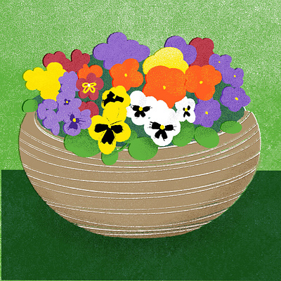 Basket of Pansies, for 21 Days of Fresh Flowers colorful digital art floral art floral design flower illustration illustration