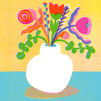 Vase of Flowers, for 21 Days of Fresh Flowers colorful digital art floral art flower illustration flowers illustration vase of flowers