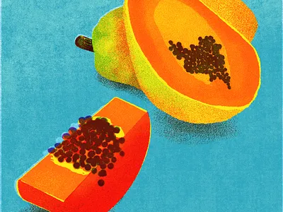 Papaya, for 21 Days of Good Health 21 days of good health branding colorful digital art fruit illustration illustration papaya papaya illustration