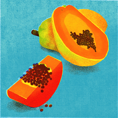 Papaya, for 21 Days of Good Health 21 days of good health branding colorful digital art fruit illustration illustration papaya papaya illustration