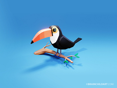 Low Poly 3d Toucan 3d 3d animal 3d art 3d artist 3d game character design 3d model animal b3d bird blender blender3d brainchild brainchildpl cartoon game character game design game model low poly lowpoly stylised