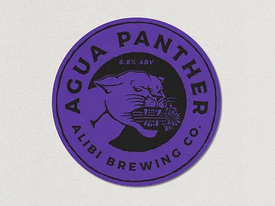 Design for Alibi Brewing Co. badge logo branding design design vntage hand drawn illustration logo panther typography vector vintage