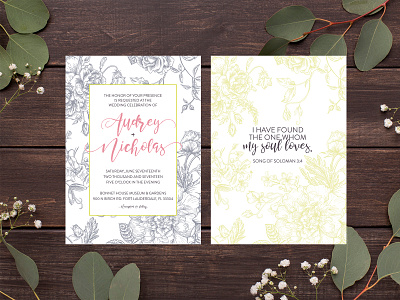 Wedding Invitation celebration custom custom type design elegant floral flowers garden graphic design illustration invite love marketing marriage nature print print design typography wedding wedding invitation