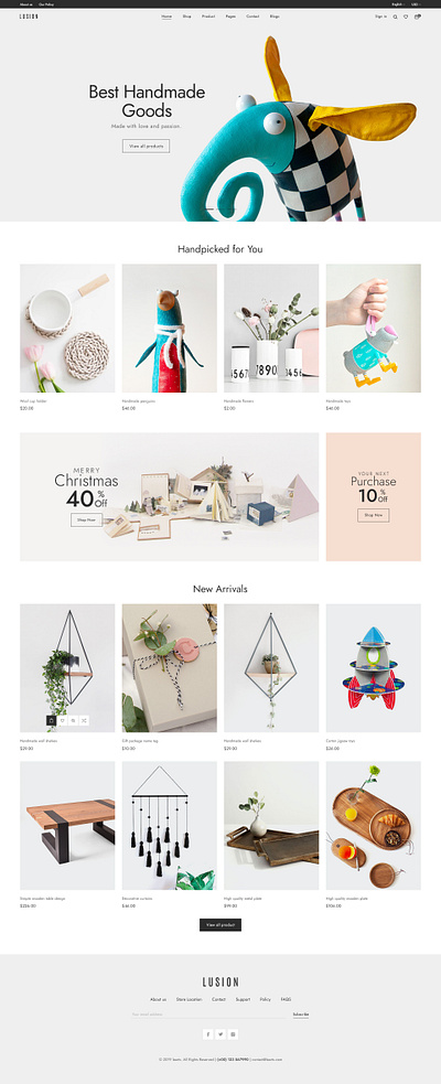 Handmade homepage clean clean design design homepage minimalist photoshop ui ux