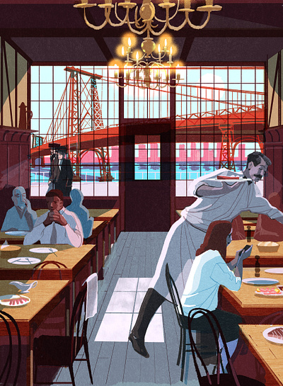 Steakhouse alex green city digital editorial folioart food illustration landscape new york restaurant