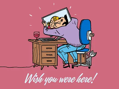 Lockdown character digital emanuel wiemans folioart greetings card illustration technology zoom