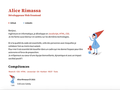 Alice Resume blue branding cv developer drag and drop figma figmotion flat gnome graphic design illustraion interaction motion personal branding resume design sticky ui ux vector website