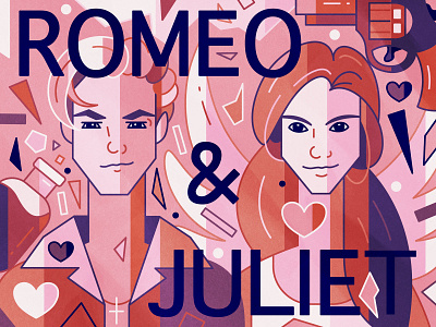 Romeo + Juliet art character design characters flat illustration love valentine day valentines valentinesday vector